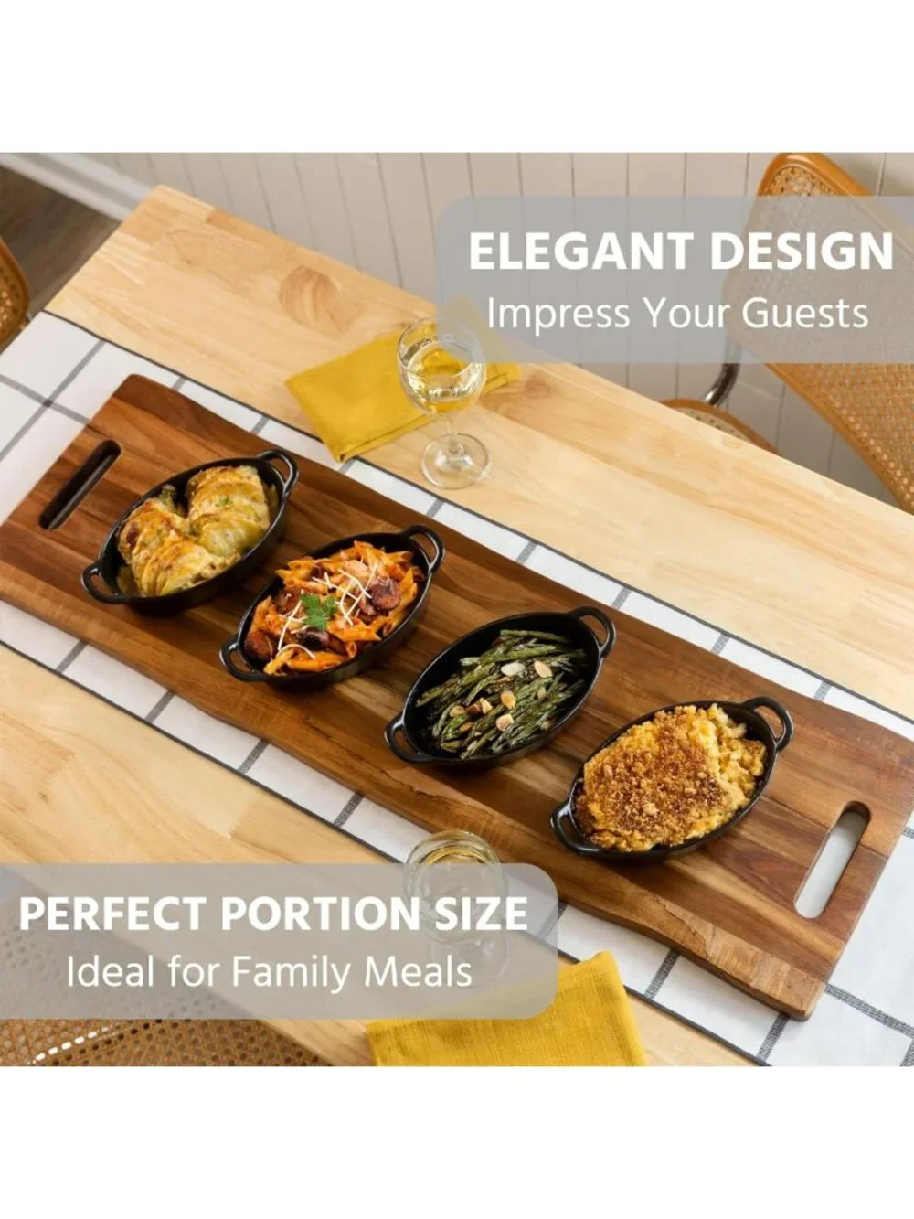 Set of 4 Oval Au Gratin Baking Dishes - Oven & Microwave Safe, Heat Resistant